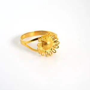 Bague Fleur Coeur Guilloché