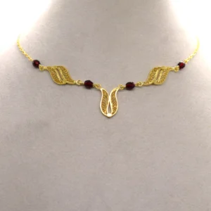 Collier Feuilles Filigranées Grenats