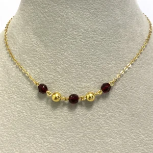 Collier 3 grenats - 2 boules or
