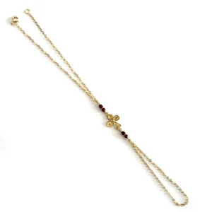 Main de Sarah Trèfle 3 Feuilles Filigranées 4 Grenats