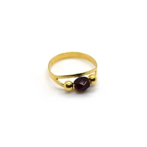 Bague 2 Boules Or Grenat