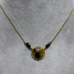 Collier Coeur Grenat Jumelé
